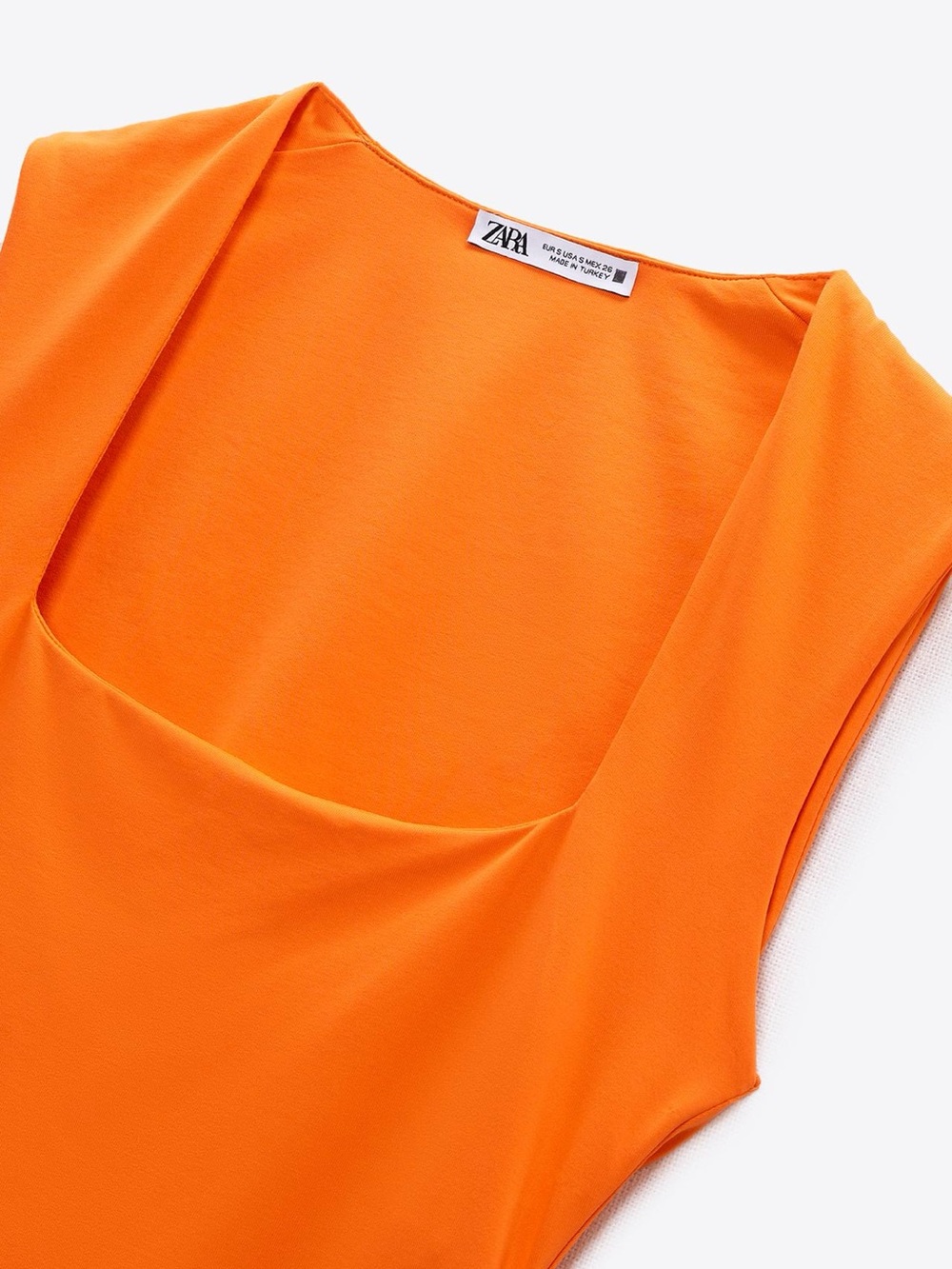 Zara Orange Sleeveless Scoop-Neck Bodysuit
